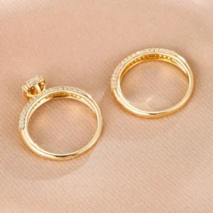 2 peças de anel Dourado ou Prata de decoração de zirconia